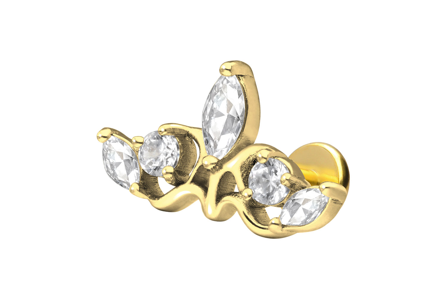 Titan Labret Piercing mit Push Fit GOTISCHE KRONE